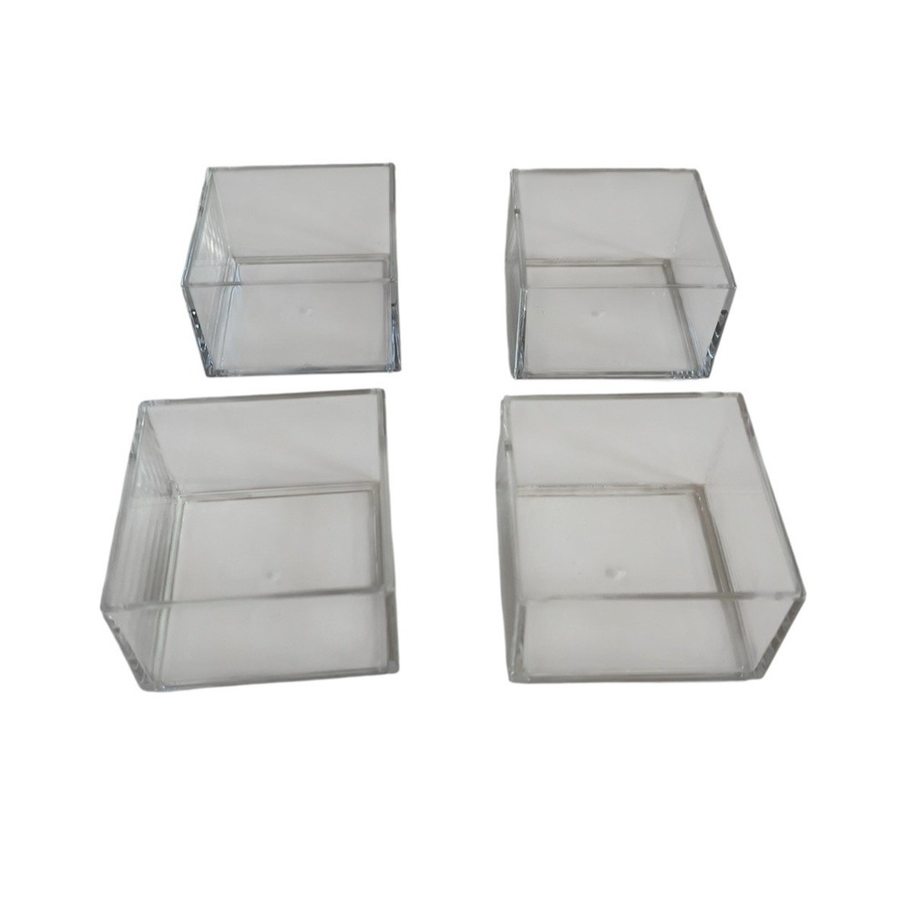 Acrylic 3" Square Containers *Lot of 4* Organization Clear Plastic Stackable